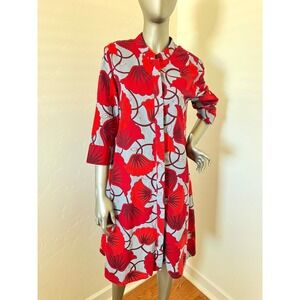 ZURI Retired Light Blue & Red Pattern Cotton Dress